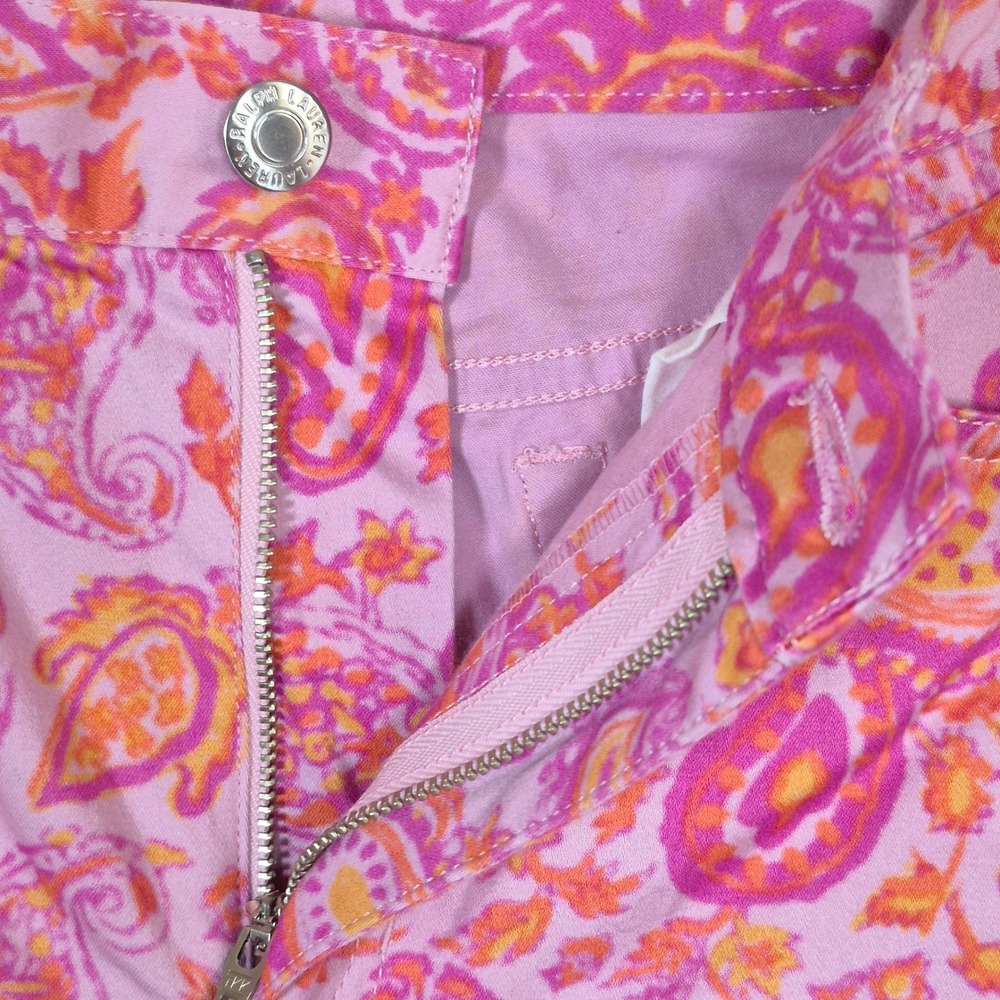 Vintage Y2K Lauren Ralph Lauren pink orange paisley floral straight leg pants 4 - Picture 4 of 11
